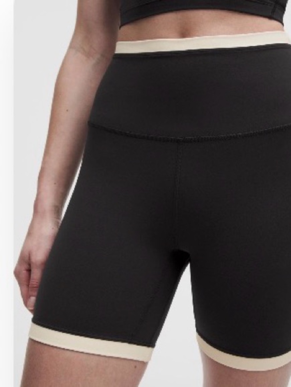 lululemon athletica Black Bike Shorts with Cream Trim